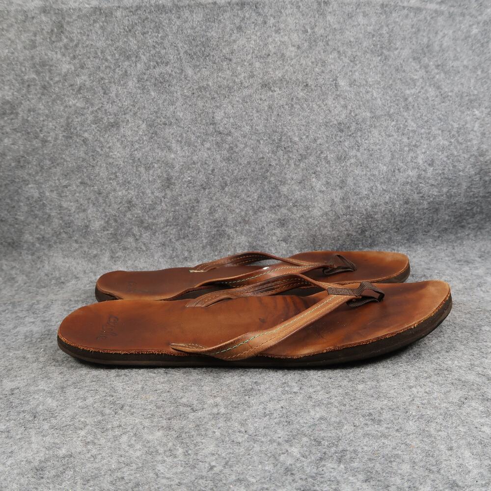 Cushe Shoes Womens 9 Sandals Flip Flops Leather Slip On Brown Flat Comfy Casual